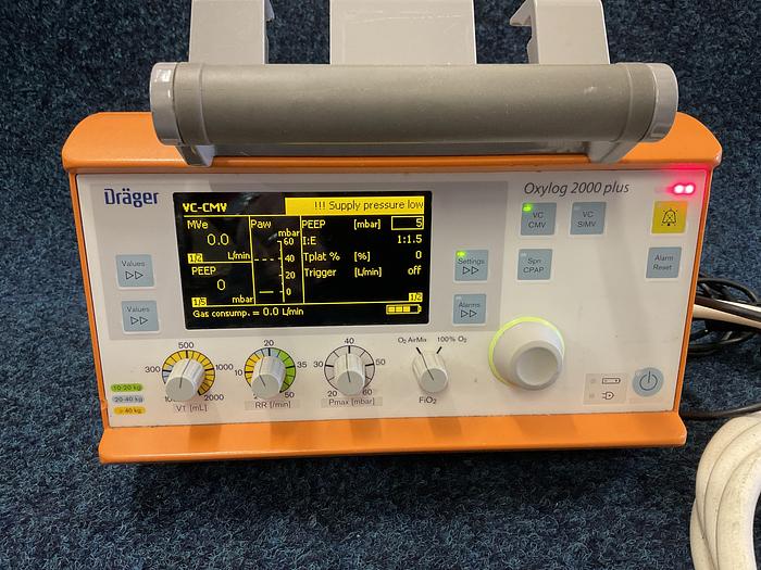 Used 2012 Draeger Oxylog Ventilator 2000 Plus