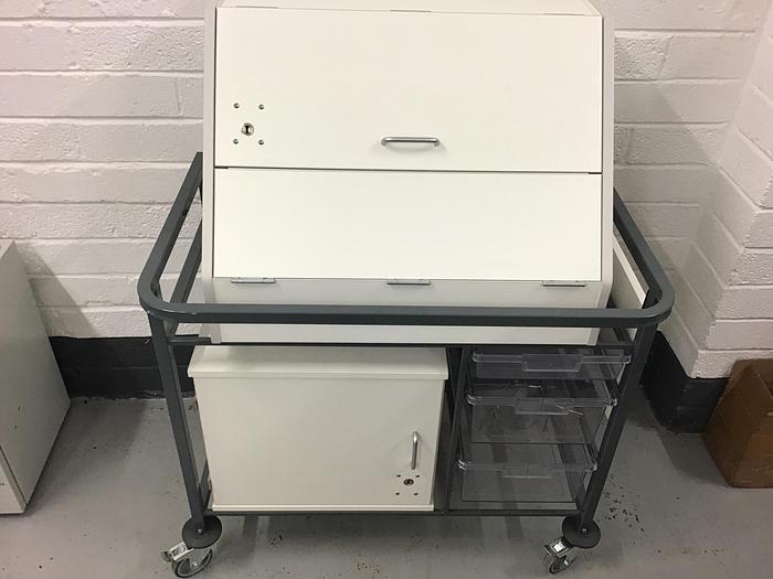 Storage trolley lockable drugs cabinet and 3 drawers